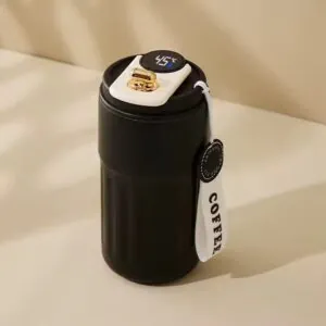 كوب قهوة / شاي معدني حافظ للحرارة مع مقياس رقمي لدرجة الحرارة