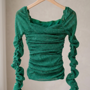 بلوز مع لمعة لون أخضر سايز اكس سمول