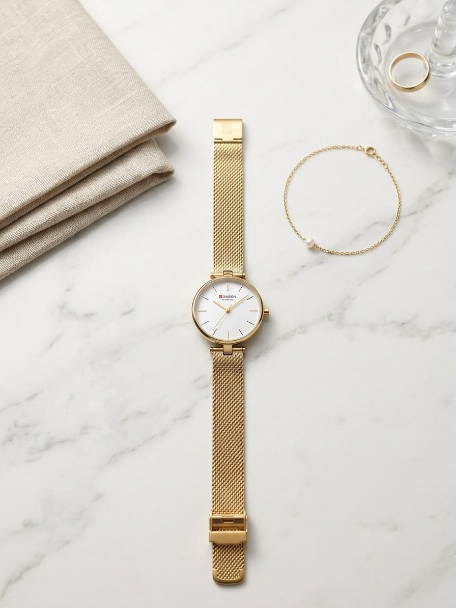 ساعة يد CURREN النسائية الذهبية اصدار النخبة النحيف. - الصورة 2