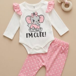 بيجامة بناتية بيبي 1-3 شهور