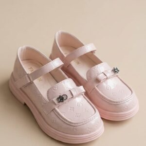 حذاء جلد بناتي زهري بارد